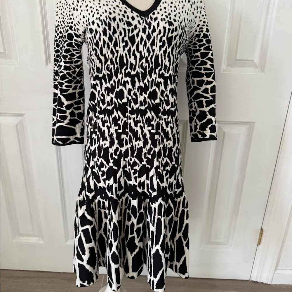 Roberto Cavalli Black and White Fit and Flare Dress